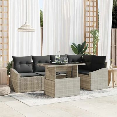 Gartenmöbel-Set aus Naturrattan - 6-teiliges Outdoor-Sofa mit Kissen Gartenmöbel-Set aus Naturrattan - 6-teiliges Outdoor-Sofa mit Kissen