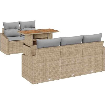 Garten Sofa Set - 6-teilig Beige Poly Rattan Gartenmöbel Garten Sofa Set - 6-teilig Beige Poly Rattan Gartenmöbel
