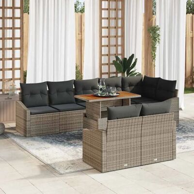 Vidaxl Gartensofa-Set 9-teilig Polyester Rattan Grau Vidaxl Gartensofa-Set 9-teilig Polyester Rattan Grau