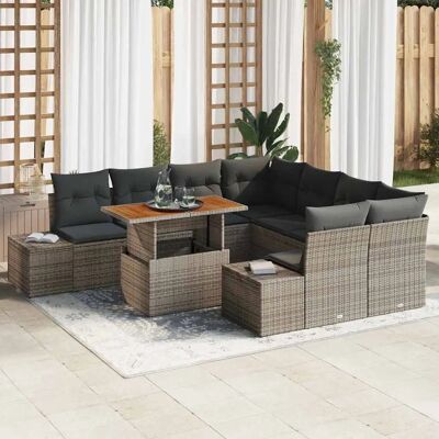 Zestaw Sofa Ogrodowego Vidaxl - Nowoczesny Prostokątny 9-Częściowy Zestaw Mebli Ogrodowych Zestaw Sofa Ogrodowego Vidaxl - Nowoczesny Prostokątny 9-Częściowy Zestaw Mebli Ogrodowych