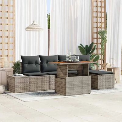 Vidaxl Gartensofaset 6 Stück Kissen Grau Rattan Vidaxl Gartensofaset 6 Stück Kissen Grau Rattan