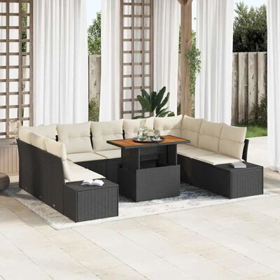 Schwarzes 10-teiliges Gartensofaset - Außenmöbel Schwarzes 10-teiliges Gartensofaset - Außenmöbel