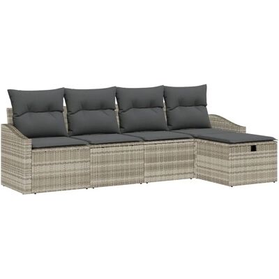 Vidaxl - 5-Piece Garden Sofa Set - Grå - Wicker - Have møbel sæt Vidaxl - 5-Piece Garden Sofa Set - Grå - Wicker - Have møbel sæt