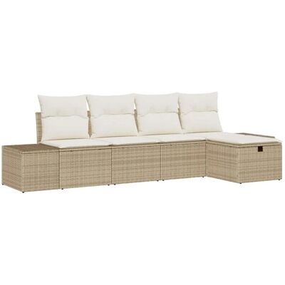 Vidaxl 5-Piece Beige Poly Rattan Sofa Set Vidaxl 5-Piece Beige Poly Rattan Sofa Set