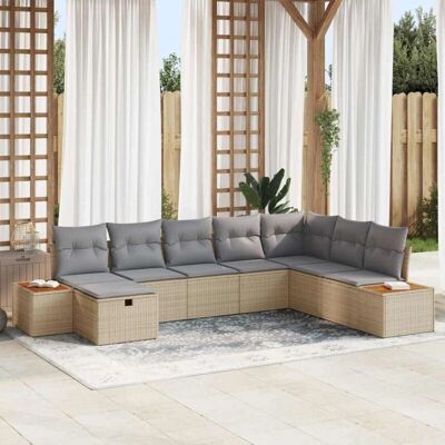 vidaXL - Zestaw ogrodowych sof 8 elementów - beżowy - rattan PE - meble ogrodowe vidaXL - Zestaw ogrodowych sof 8 elementów - beżowy - rattan PE - meble ogrodowe
