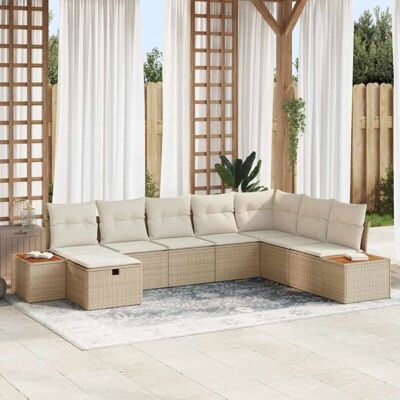Vidaxl Gartenmöbel-Set - 8 Stück mit Kissen Beigefarben Polyrattan Vidaxl Gartenmöbel-Set - 8 Stück mit Kissen Beigefarben Polyrattan