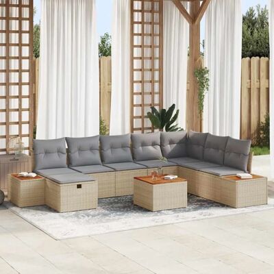 Vidaxl - Zestaw ogrodowy 9-częściowy - Beżowy - Garden Sofa Set Vidaxl - Zestaw ogrodowy 9-częściowy - Beżowy - Garden Sofa Set