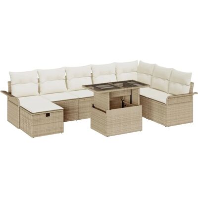 Vidaxl Gartensofa-Set - 9-teilig Beige Poly Rattan Gartenmöbel Vidaxl Gartensofa-Set - 9-teilig Beige Poly Rattan Gartenmöbel