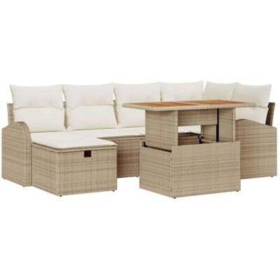 Generic - 7-seat Beige Poly Rattan - Beige - Poly Rattan - Outdoor furniture set Generic - 7-seat Beige Poly Rattan - Beige - Poly Rattan - Outdoor furniture set