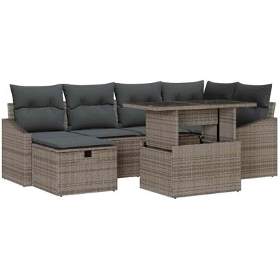 Unknown - Naturrattan 7-teilig - Grau - Gartengarnitur Unknown - Naturrattan 7-teilig - Grau - Gartengarnitur