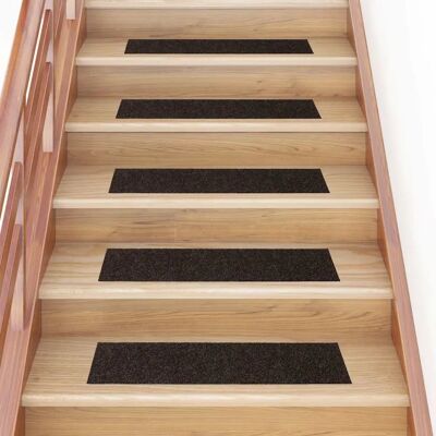 Alfombrillas de escaleras adhesivas vidaXL marrón oscuro - Protección antideslizante Alfombrillas de escaleras adhesivas vidaXL marrón oscuro - Protección antideslizante