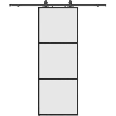 vidaXL Schwarze Schiebetür mit Glas 76x205cm - Modern vidaXL Schwarze Schiebetür mit Glas 76x205cm - Modern
