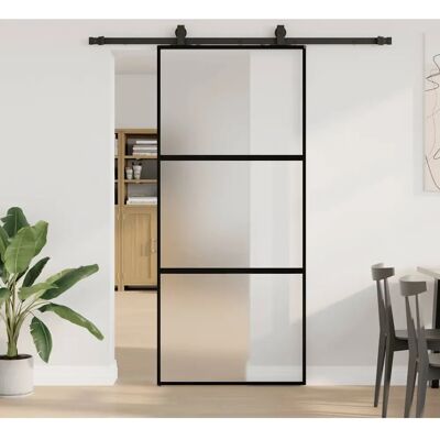 vidaXL Schiebetür mit Hardware-Set Schwarz - 90x205 cm - Schiebetür vidaXL Schiebetür mit Hardware-Set Schwarz - 90x205 cm - Schiebetür