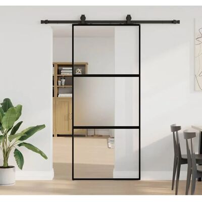 vidaXL Schiebetür mit Hardware-Set Schwarz 90x205 cm Sicherheitsglas - Schiebetür vidaXL Schiebetür mit Hardware-Set Schwarz 90x205 cm Sicherheitsglas - Schiebetür