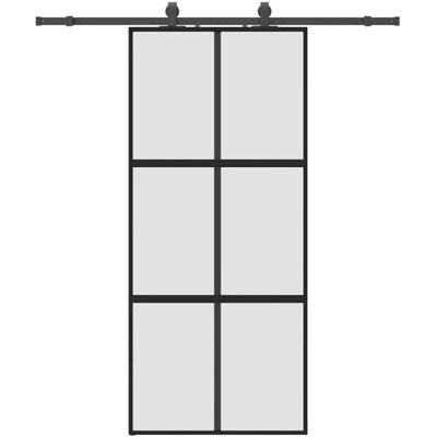 vidaXL Schiebetür mit Zubehörset Schwarz - 90x205 cm - Schiebetür vidaXL Schiebetür mit Zubehörset Schwarz - 90x205 cm - Schiebetür