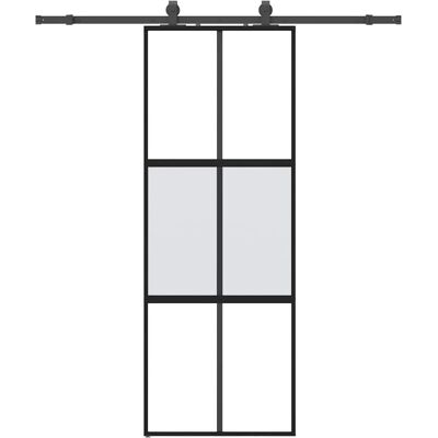 vidaXL Schiebetür mit Hardware-Set Schwarz 76x205 cm Gehärtetes Glas vidaXL Schiebetür mit Hardware-Set Schwarz 76x205 cm Gehärtetes Glas