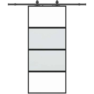 vidaXL Schiebetür mit Zubehör Set Schwarz 90x205 cm Sicherheitsglas - Schiebetür vidaXL Schiebetür mit Zubehör Set Schwarz 90x205 cm Sicherheitsglas - Schiebetür