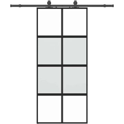 vidaXL Schiebetür mit Zubehörset Schwarz - 90x205 cm - Schiebetür vidaXL Schiebetür mit Zubehörset Schwarz - 90x205 cm - Schiebetür