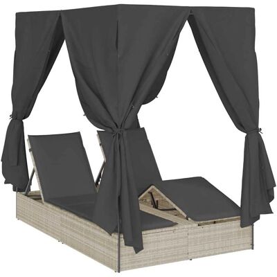 Vidaxl Doppel-Liege mit Dach und Vorhängen - Outdoor Daybed Vidaxl Doppel-Liege mit Dach und Vorhängen - Outdoor Daybed