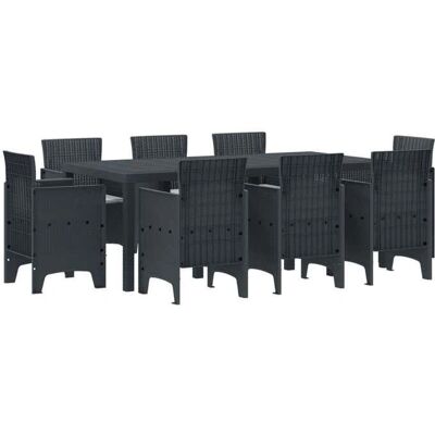 VIDAXL Gartentisch-Set 9 Stück mit Kissen Anthrazit - Gartentisch-Set VIDAXL Gartentisch-Set 9 Stück mit Kissen Anthrazit - Gartentisch-Set