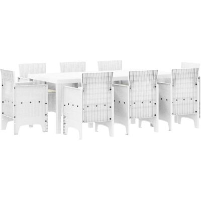 VIDAXL Gartentisch-Set 9 Teile Weiß Polyrattan - Gartentisch-Set VIDAXL Gartentisch-Set 9 Teile Weiß Polyrattan - Gartentisch-Set