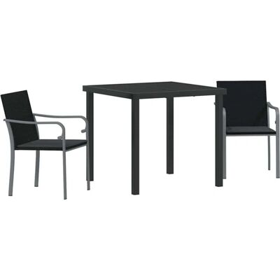 vidaXL Gartentisch-Set - 3-teilig, Poly Rattan, Schwarz, Innen/Außen vidaXL Gartentisch-Set - 3-teilig, Poly Rattan, Schwarz, Innen/Außen