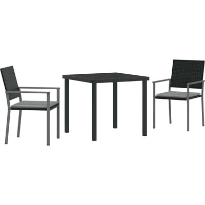 Vidaxl Gartentisch-Set 3 Stück Schwarz Poly Rattan Vidaxl Gartentisch-Set 3 Stück Schwarz Poly Rattan