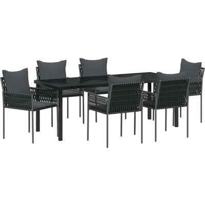 Generic - 7pc PolyRattan Garten-Set - Black - Outdoor Set Generic - 7pc PolyRattan Garten-Set - Black - Outdoor Set