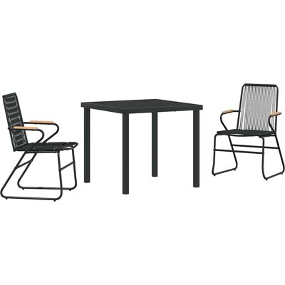 VidaXL Gartentisch-Set - Stahlrahmen, PVC-Rattan, Schwarz VidaXL Gartentisch-Set - Stahlrahmen, PVC-Rattan, Schwarz