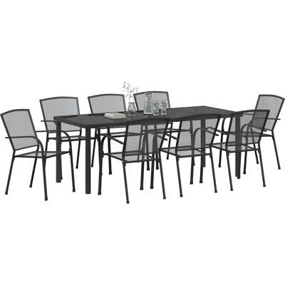 GENERIC - 9pc - Anthracite - Steel - Outdoor Dining Set GENERIC - 9pc - Anthracite - Steel - Outdoor Dining Set
