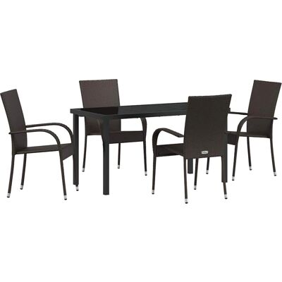 Vidaxl - Garden Dining Set - Brown - Rattan Polymérico - Garden Dining Set Vidaxl - Garden Dining Set - Brown - Rattan Polymérico - Garden Dining Set