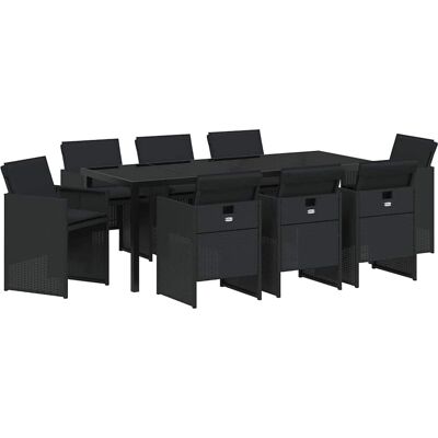 Generic - 9-teilige Garten Essgruppe - Schwarz - Poly Rattan Generic - 9-teilige Garten Essgruppe - Schwarz - Poly Rattan