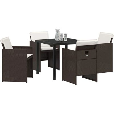 Vidaxl Tuin Eetset 5-Delig met Kussens - Buitenmeubilair Vidaxl Tuin Eetset 5-Delig met Kussens - Buitenmeubilair