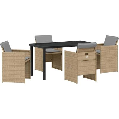 Vidaxl - 5-Piece Garden Dining Set - Beige PE rattan - Garden dining set Vidaxl - 5-Piece Garden Dining Set - Beige PE rattan - Garden dining set
