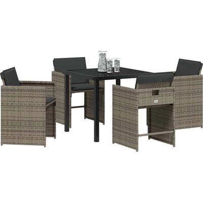 Vidaxl Gartentisch-Set 5-teilig Grau PE Rattan - Gartentisch-Set Vidaxl Gartentisch-Set 5-teilig Grau PE Rattan - Gartentisch-Set