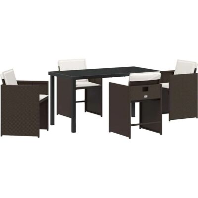Vidaxl - Garten Esstisch-Set 5-teilig Braune Rattan-Polster Vidaxl - Garten Esstisch-Set 5-teilig Braune Rattan-Polster