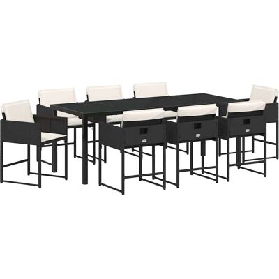 Unknown - 9-Piece Poly Rattan Dining Set - Black Unknown - 9-Piece Poly Rattan Dining Set - Black