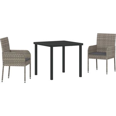 VidaXL Garten Esstisch-Set 3-teilig Grau Poliratán VidaXL Garten Esstisch-Set 3-teilig Grau Poliratán