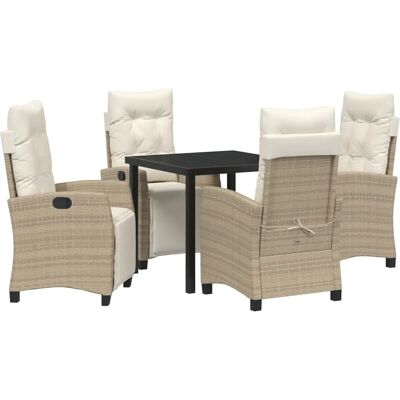 Zestaw Jadalniany do Ogrodu vidaXL - Rattan Beżowy - 5 Elementów Zestaw Jadalniany do Ogrodu vidaXL - Rattan Beżowy - 5 Elementów