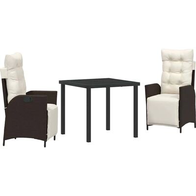 vidaXL Garden Dining Chairs Set - 3 Brown Rattan Chairs vidaXL Garden Dining Chairs Set - 3 Brown Rattan Chairs