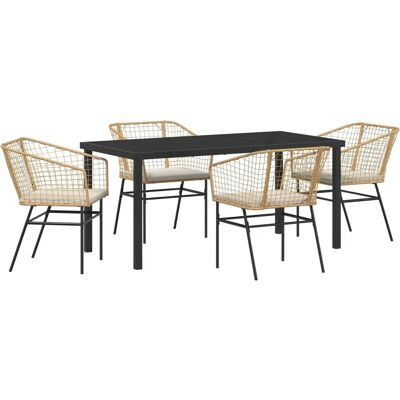 VidaXL Garten Esstisch-Set 5-teilig Braun Poly Rattan VidaXL Garten Esstisch-Set 5-teilig Braun Poly Rattan