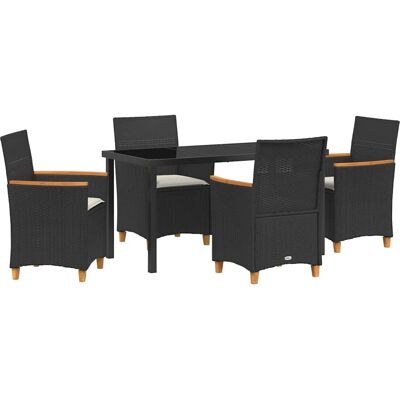 Unknown - 5‑teiliges Outdoor‑Gedeck aus Poly‑Rattan – Schwarz Unknown - 5‑teiliges Outdoor‑Gedeck aus Poly‑Rattan – Schwarz