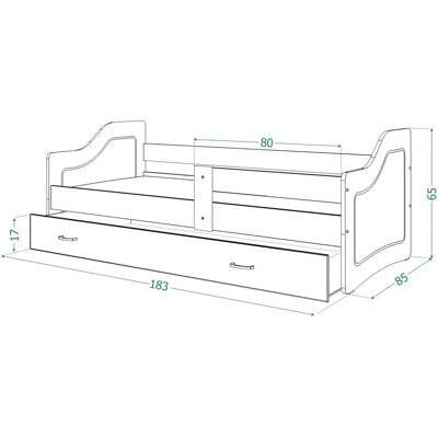 Viking - 180x80 - Wit Blauw - MDF Grenen - Bed Viking - 180x80 - Wit Blauw - MDF Grenen - Bed