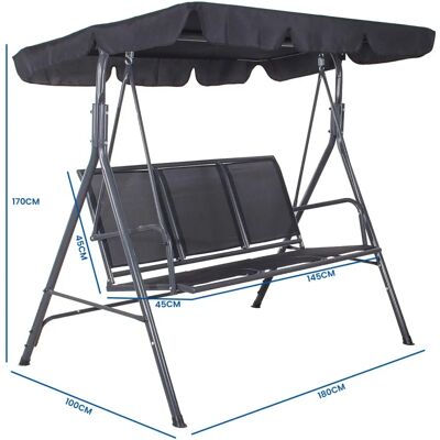 Viking - 3-zits - Grijs - Tuin-Schommelbank Viking - 3-zits - Grijs - Tuin-Schommelbank