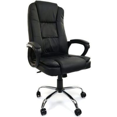 Viking - Ergonomische bureaustoel - Zwart leer - Bureaustoel Viking - Ergonomische bureaustoel - Zwart leer - Bureaustoel