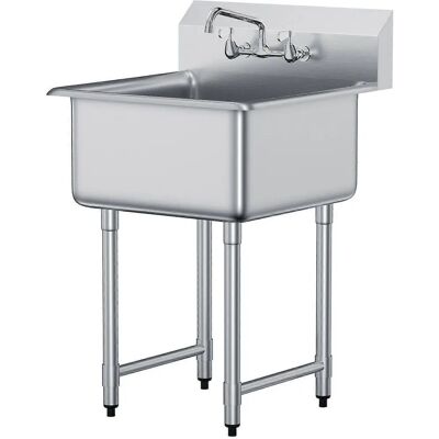 Succebuy Évier utilitaire en acier inoxydable - 27"x41" Évier commercial à un seul bol Succebuy Évier utilitaire en acier inoxydable - 27"x41" Évier commercial à un seul bol