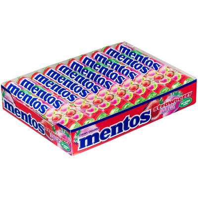 Bonbons Mentos Fraise Mélange Arc-en-ciel - Saveur Menthe Fraîche - Publicité Bonbons Mentos Fraise Mélange Arc-en-ciel - Saveur Menthe Fraîche - Publicité