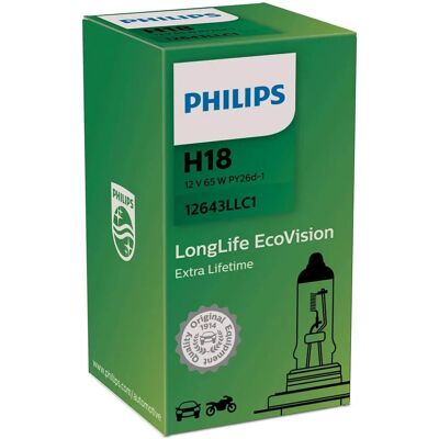 Philips LongLife EcoVision H18 12643LLC1 Autolamp - Gloeilamp Philips LongLife EcoVision H18 12643LLC1 Autolamp - Gloeilamp