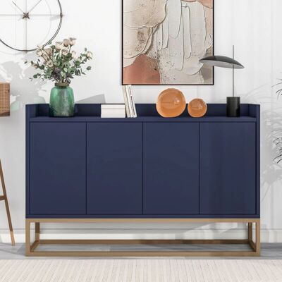 OKWISH 4-türige Griffloser Sideboard - Navy - 120x30x80 cm - Sideboard OKWISH 4-türige Griffloser Sideboard - Navy - 120x30x80 cm - Sideboard