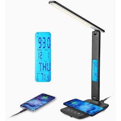 LINGHHANG Lámpara de Escritorio LED - Carga inalámbrica 10W - USB - 3 temperaturas de color - lámpara de escritorio LINGHHANG Lámpara de Escritorio LED - Carga inalámbrica 10W - USB - 3 temperaturas de color - lámpara de escritorio